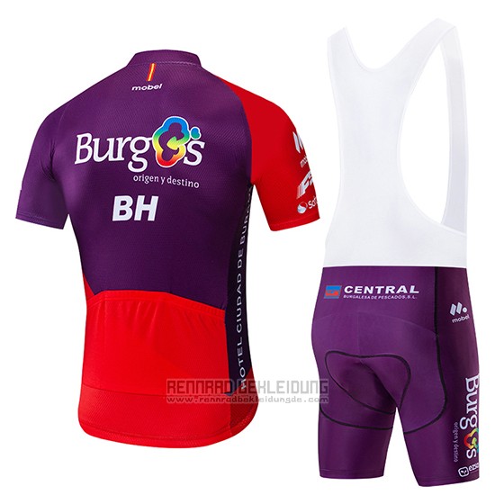 2019 Fahrradbekleidung Burgos BH Volett Rot Trikot Kurzarm und Tragerhose